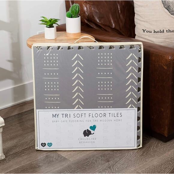 CHILDLIKE BEHAVIOR Baby Play Mat - Play Pen Tummy Time Mat & Crawling 9 pc gray - Picture 3 of 4